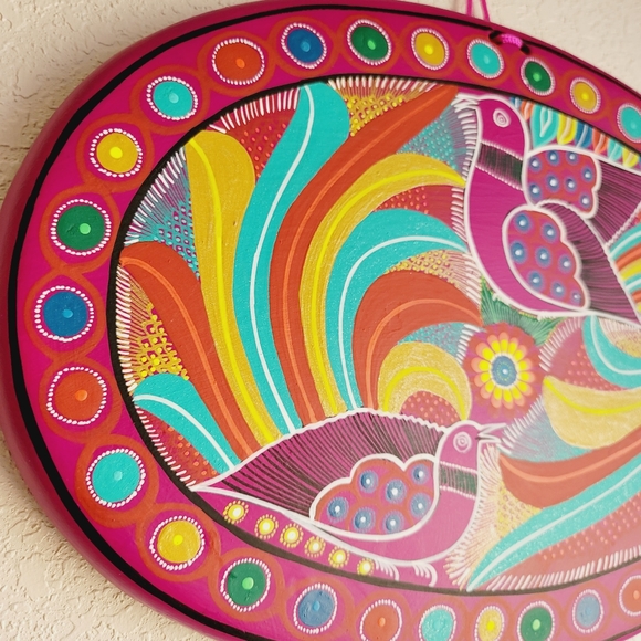 Novica Collection Hand-Painted Bird Motif Ceramic Wall Art from Mexico, 'Bird Wo - Picture 2 of 10